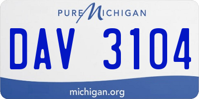 MI license plate DAV3104