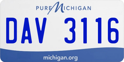 MI license plate DAV3116