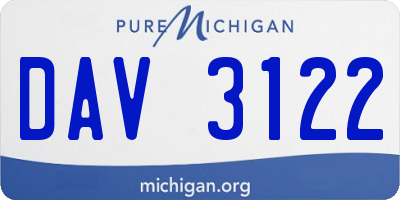 MI license plate DAV3122