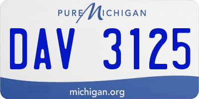 MI license plate DAV3125