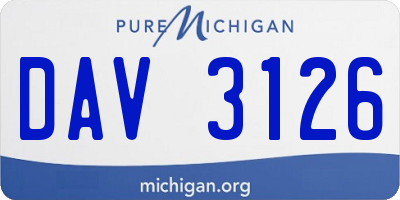 MI license plate DAV3126