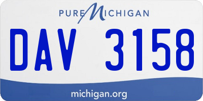 MI license plate DAV3158