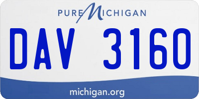 MI license plate DAV3160