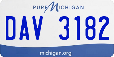 MI license plate DAV3182
