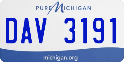 MI license plate DAV3191