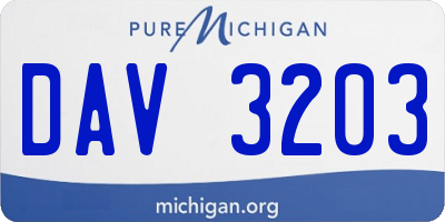 MI license plate DAV3203