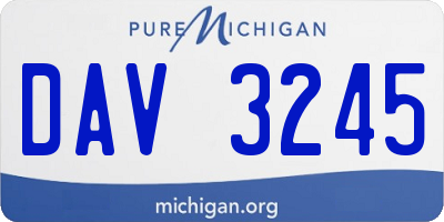 MI license plate DAV3245