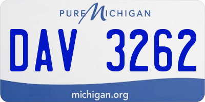 MI license plate DAV3262
