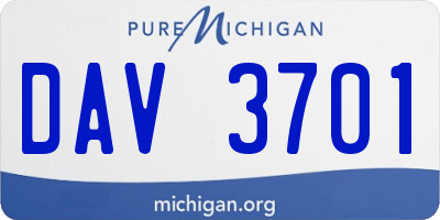 MI license plate DAV3701