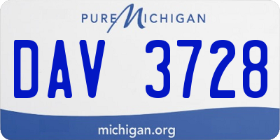 MI license plate DAV3728