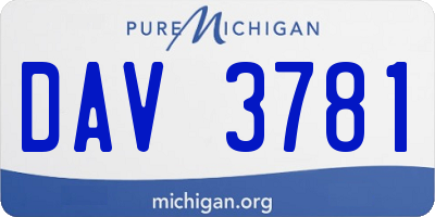MI license plate DAV3781