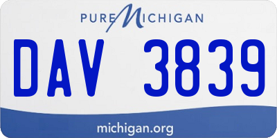 MI license plate DAV3839