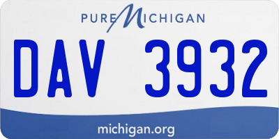 MI license plate DAV3932