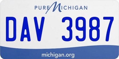 MI license plate DAV3987