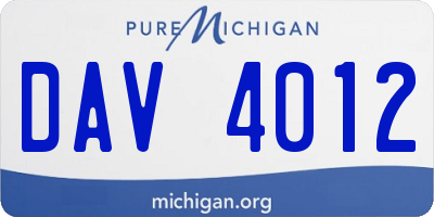 MI license plate DAV4012