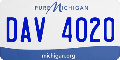MI license plate DAV4020