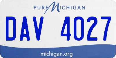 MI license plate DAV4027
