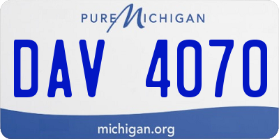 MI license plate DAV4070