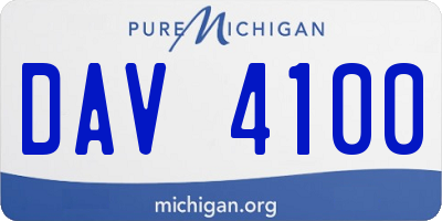 MI license plate DAV4100