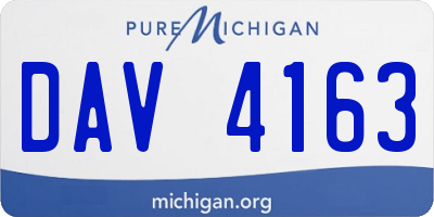MI license plate DAV4163