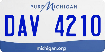 MI license plate DAV4210