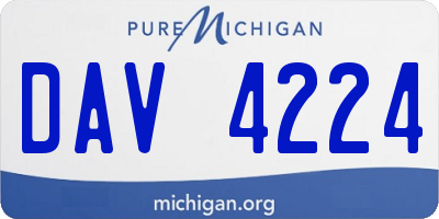 MI license plate DAV4224