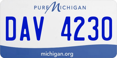 MI license plate DAV4230