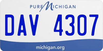 MI license plate DAV4307