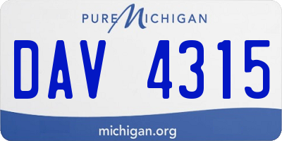 MI license plate DAV4315