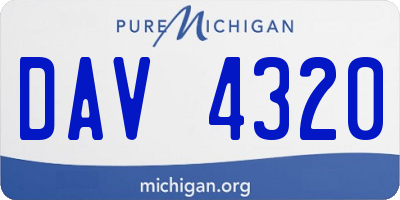 MI license plate DAV4320