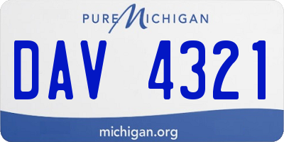 MI license plate DAV4321