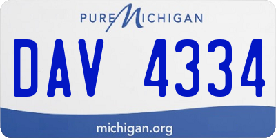 MI license plate DAV4334