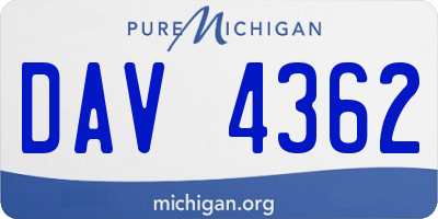 MI license plate DAV4362