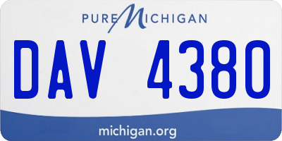 MI license plate DAV4380