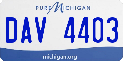 MI license plate DAV4403