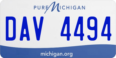 MI license plate DAV4494