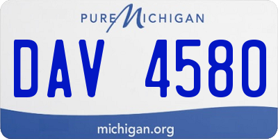 MI license plate DAV4580