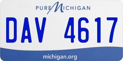 MI license plate DAV4617