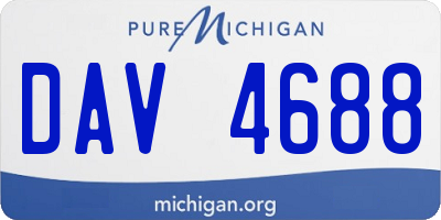 MI license plate DAV4688