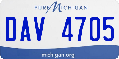 MI license plate DAV4705