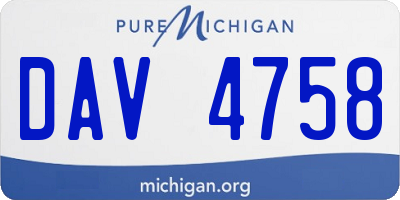 MI license plate DAV4758