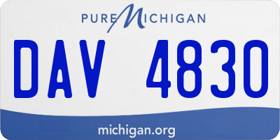 MI license plate DAV4830