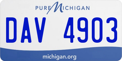 MI license plate DAV4903