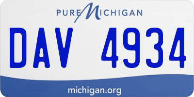 MI license plate DAV4934