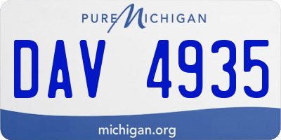MI license plate DAV4935