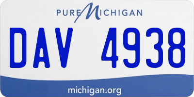 MI license plate DAV4938