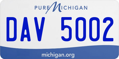 MI license plate DAV5002