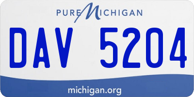 MI license plate DAV5204