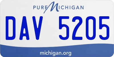 MI license plate DAV5205