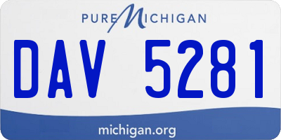 MI license plate DAV5281